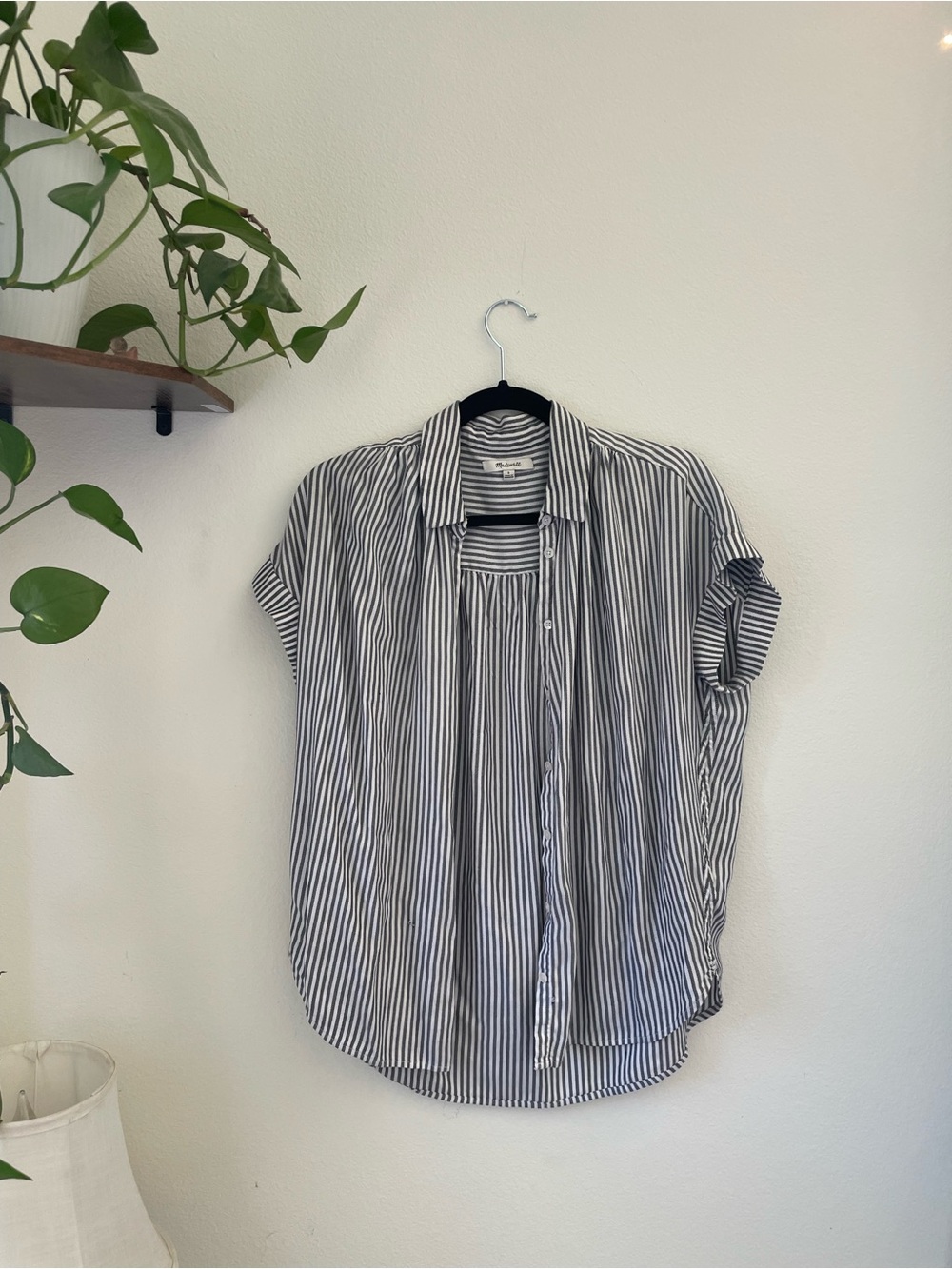 Madewell Blue & White Stripe Oversized Button-Up Top Size Small